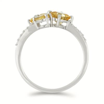 BUY 925 SILVER REAL CITRINE WITH WHITE ZIRCON GEMSTONE RING 